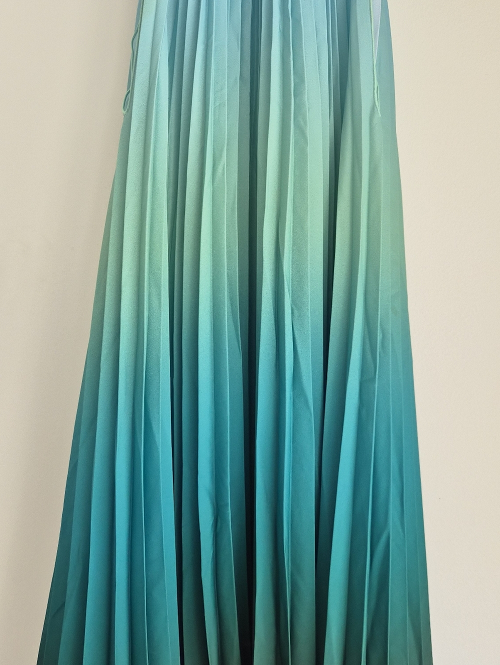 RARE Max Mara Ombre Pleated Halter Maxi Dress - Aqua & Teal - Picture 5 of 5